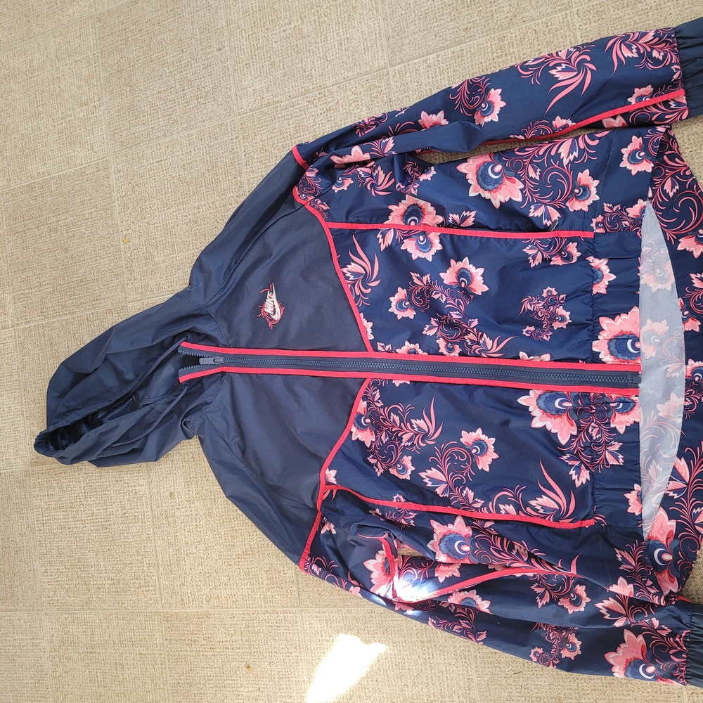 Floral Navy and Pink Hooded Jacket